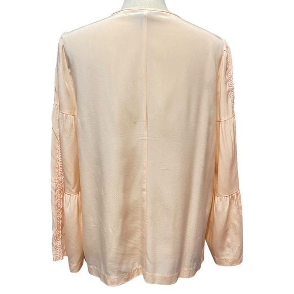 J. Crew 100% Silk Bell Lace Ruffle Sleeve Boho Lightweight Blouse Top Size 12 - Picture 2 of 14